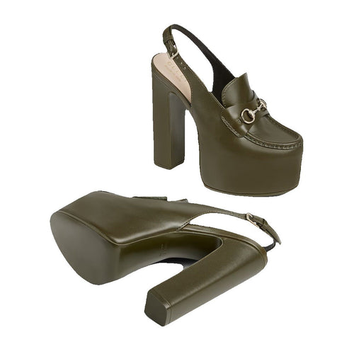 Gucci Horsebit Platform Loafer Slingback, Leather - Green