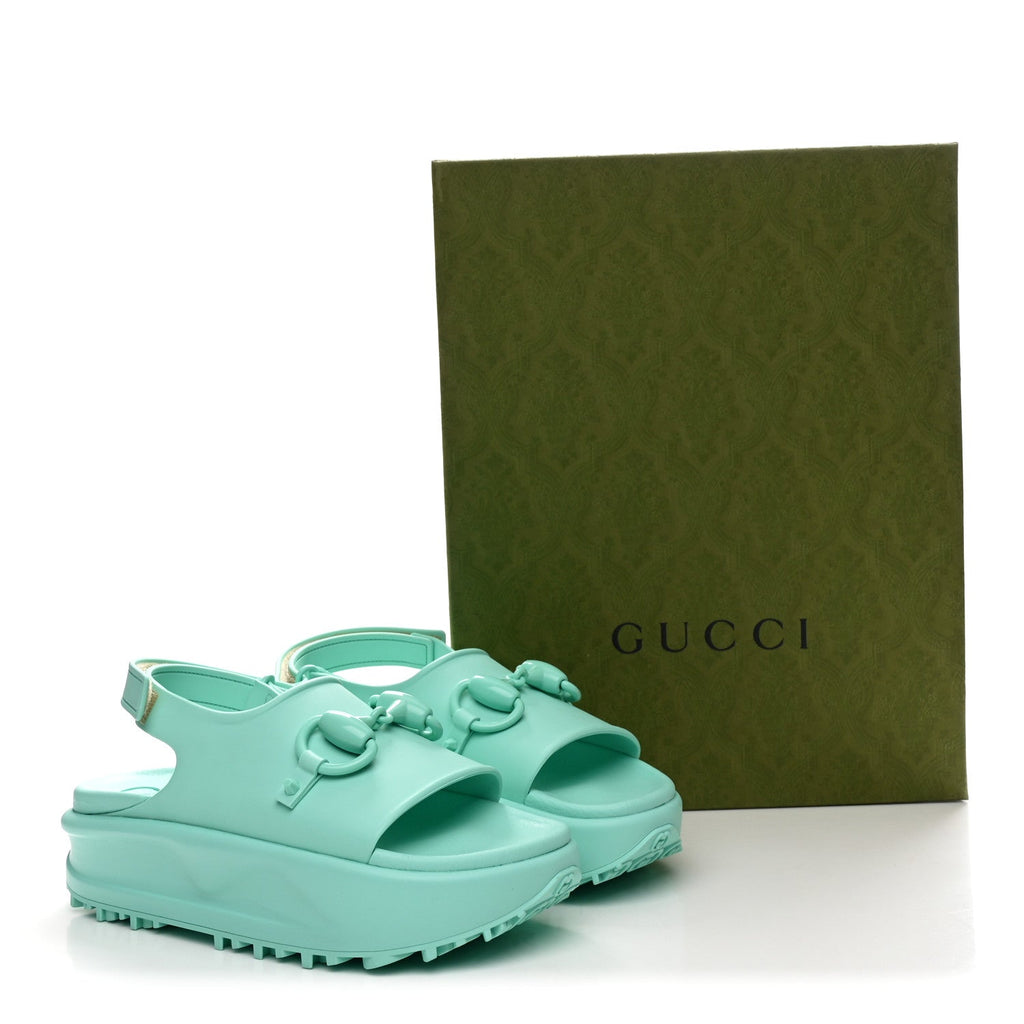 SOFT RUBBER HORSEBIT WOMENS SLINGBACK SANDALS TEAL CYAN