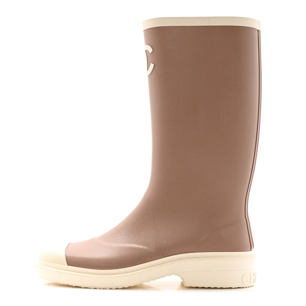 CAOUTCHOUK CC HIGH BOOTS BEIGE WHITE