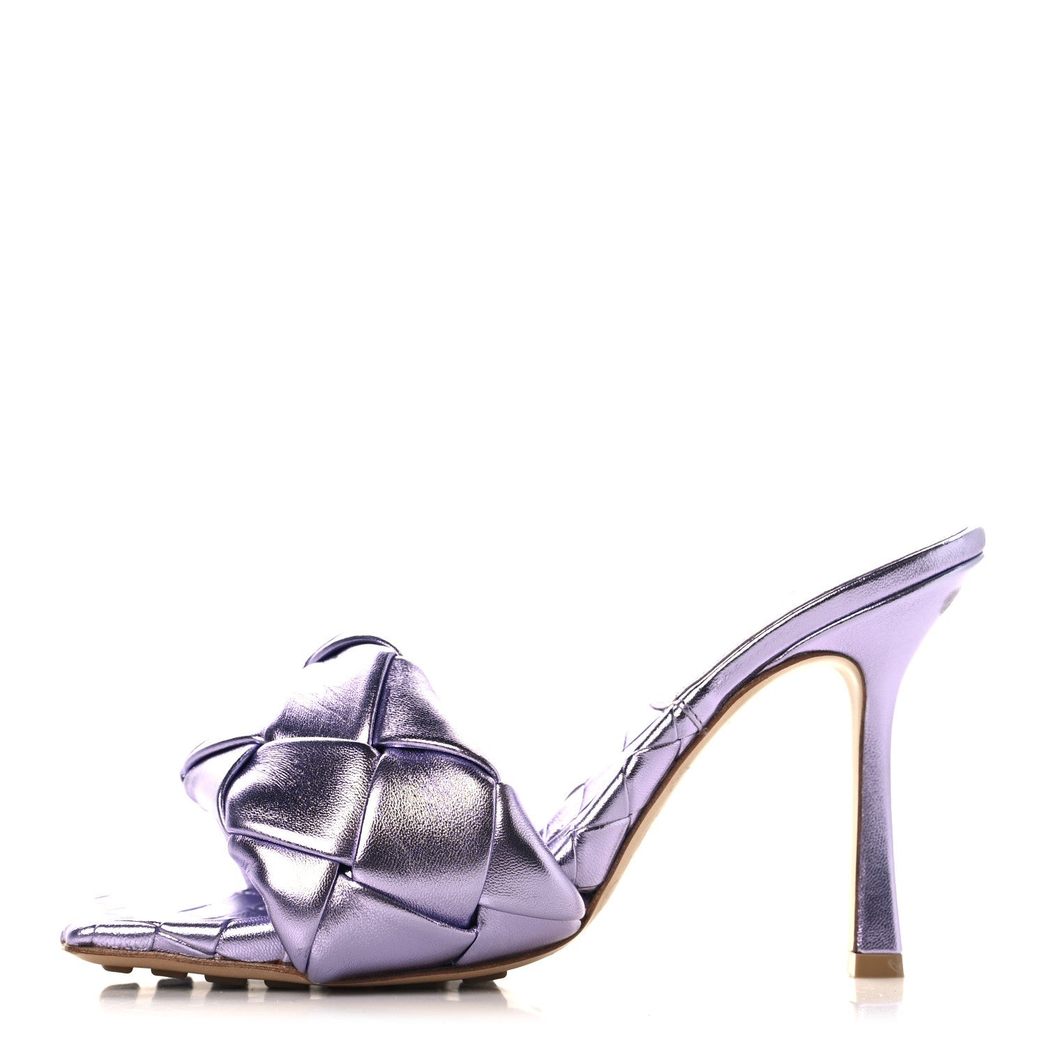 METALLIC NAPPA MAXI INTRECCIATO LIDO 90MM MULE SANDALS CHROME PURPLE