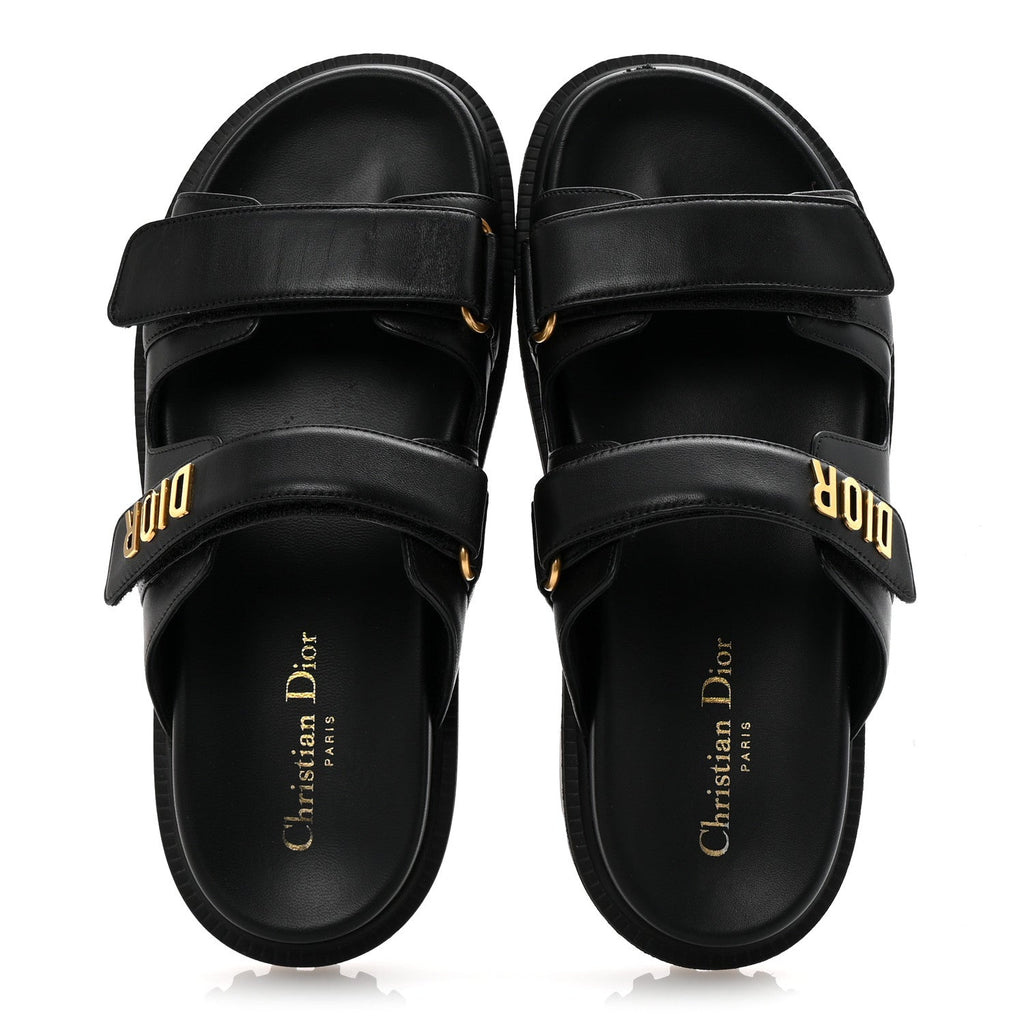 LAMBSKIN DIORACT 10MM SLIDE SANDALS BLACK