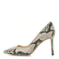 CALFSKIN SNAKESKIN EMBOSSED ROMY 85 PUMPS NATURAL