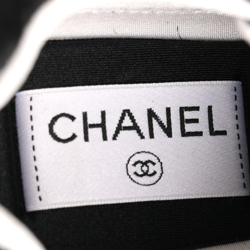 NYLON SUEDE CALFSKIN PRINTED CC SNEAKERS WHITE BLACK