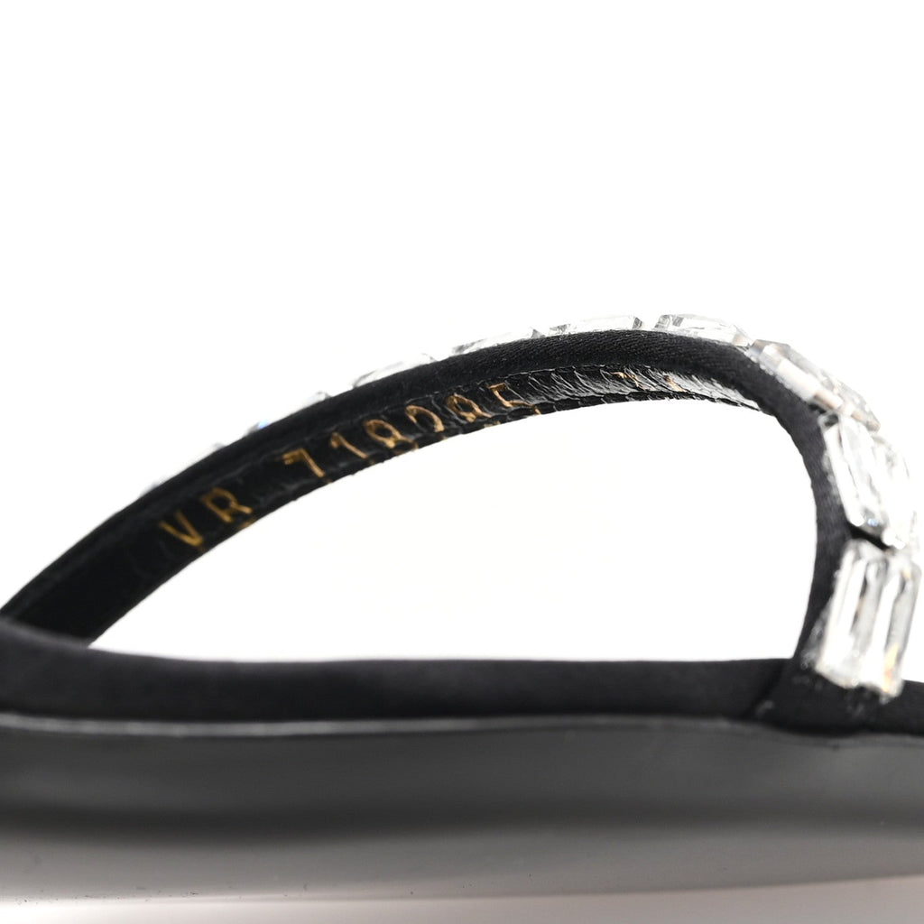 CREPE SATIN CRYSTAL NEW NUIT 90 ANKLE STRAP SANDALS BLACK