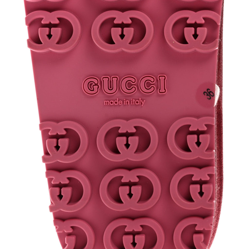 GLITTER RUBBER WOMENS INTERLOCKING G PLATFORM 42MM SLIDE SANDALS ROSE