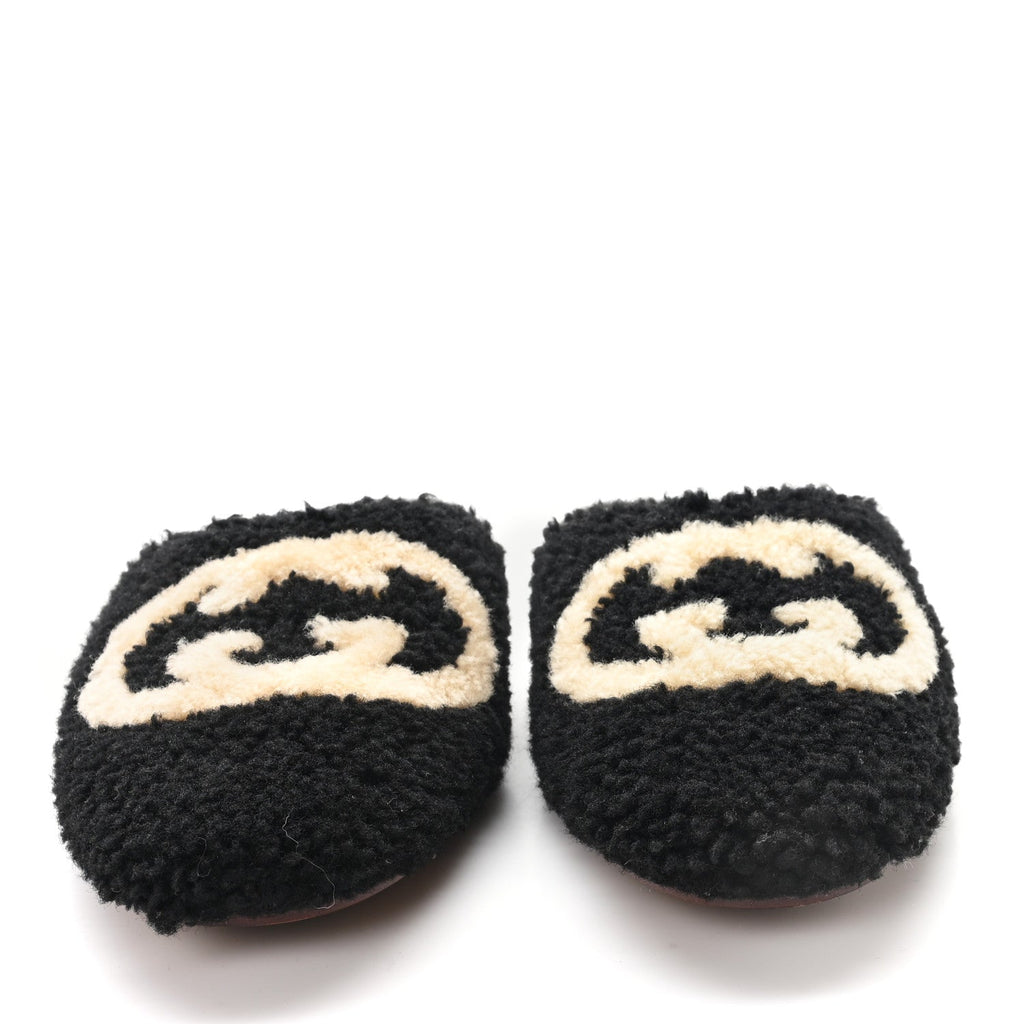 FAUX SHEARLING INTERLOCKING G WOMENS EILEEN SLIPPERS BUTTERSCOTCH BLACK
