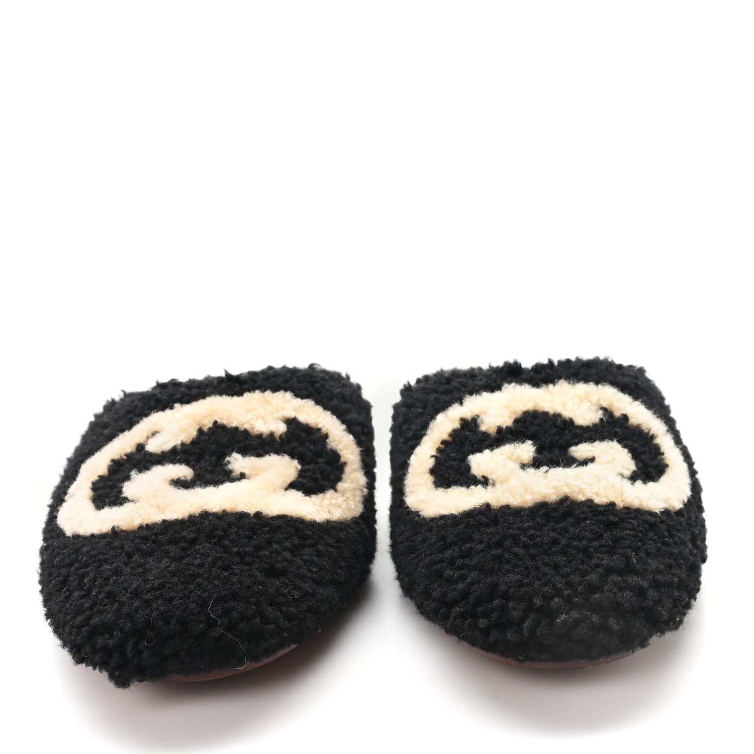 FAUX SHEARLING INTERLOCKING G WOMENS EILEEN SLIPPERS BUTTERSCOTCH BLACK