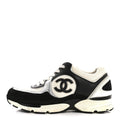 MESH SUEDE CALFSKIN GRAINED CALFSKIN WOMENS CC SNEAKERS BLACK WHITE SILVER