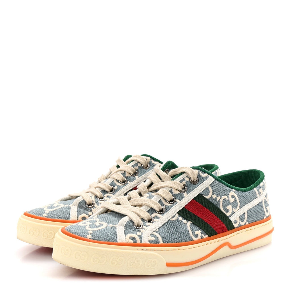 COTTON GG MONOGRAM WEB WOMENS 1977 TENNIS SNEAKERS PHILOD IVORY MYSTIC WHITE