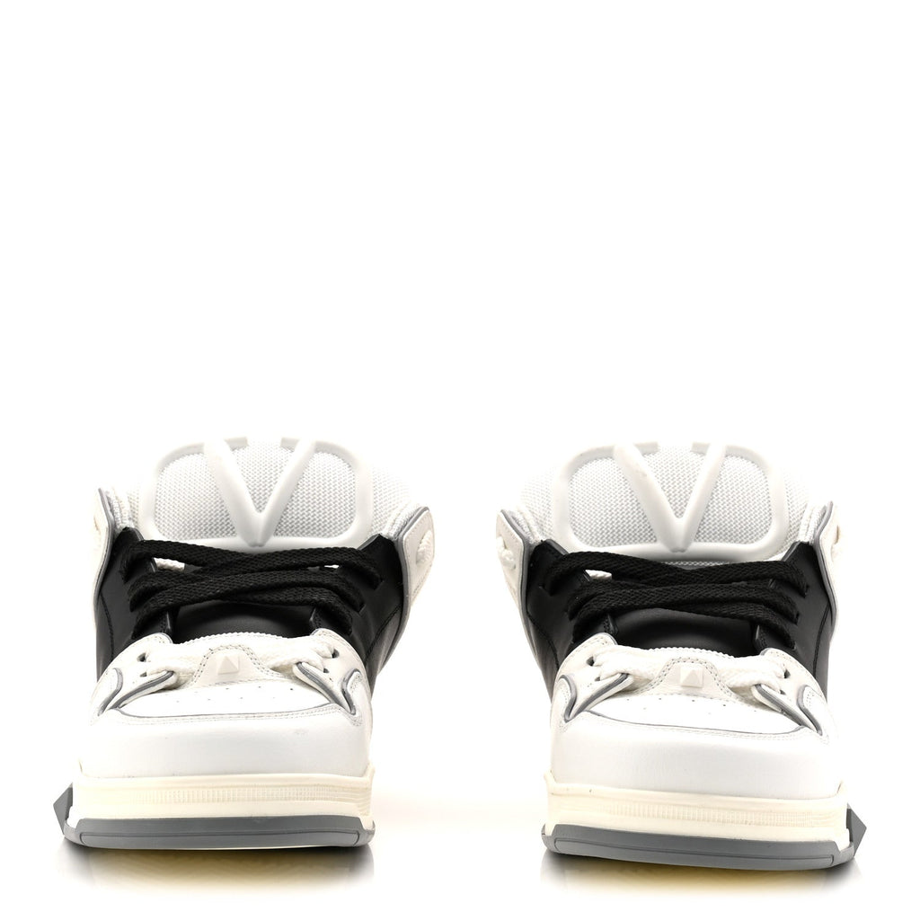CALFSKIN MENS OPEN SKATE SNEAKERS WHITE BLACK