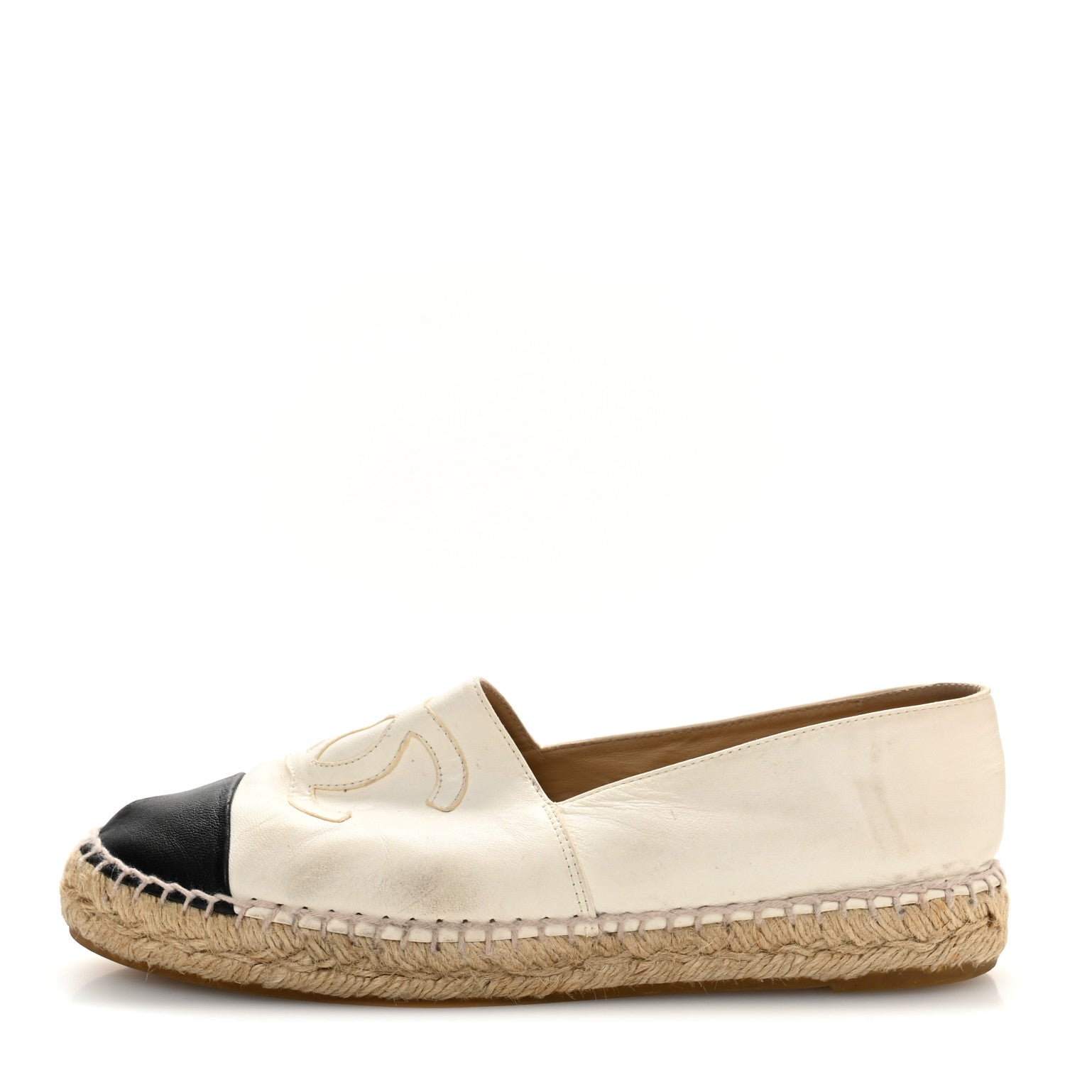 LAMBSKIN CC ESPADRILLES WHITE BLACK