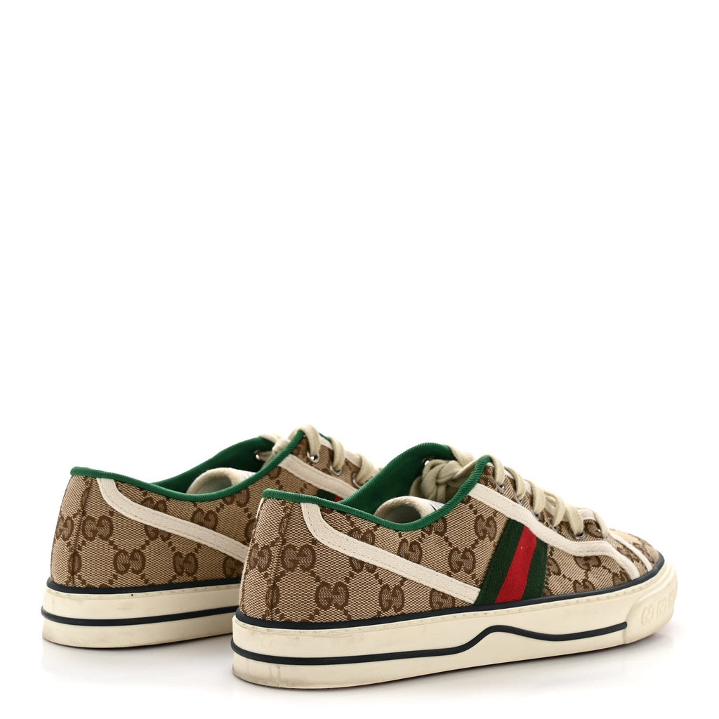 GG MONOGRAM WEB WOMENS 1977 TENNIS SNEAKERS BEIGE EBONY MYSTIC WHITE
