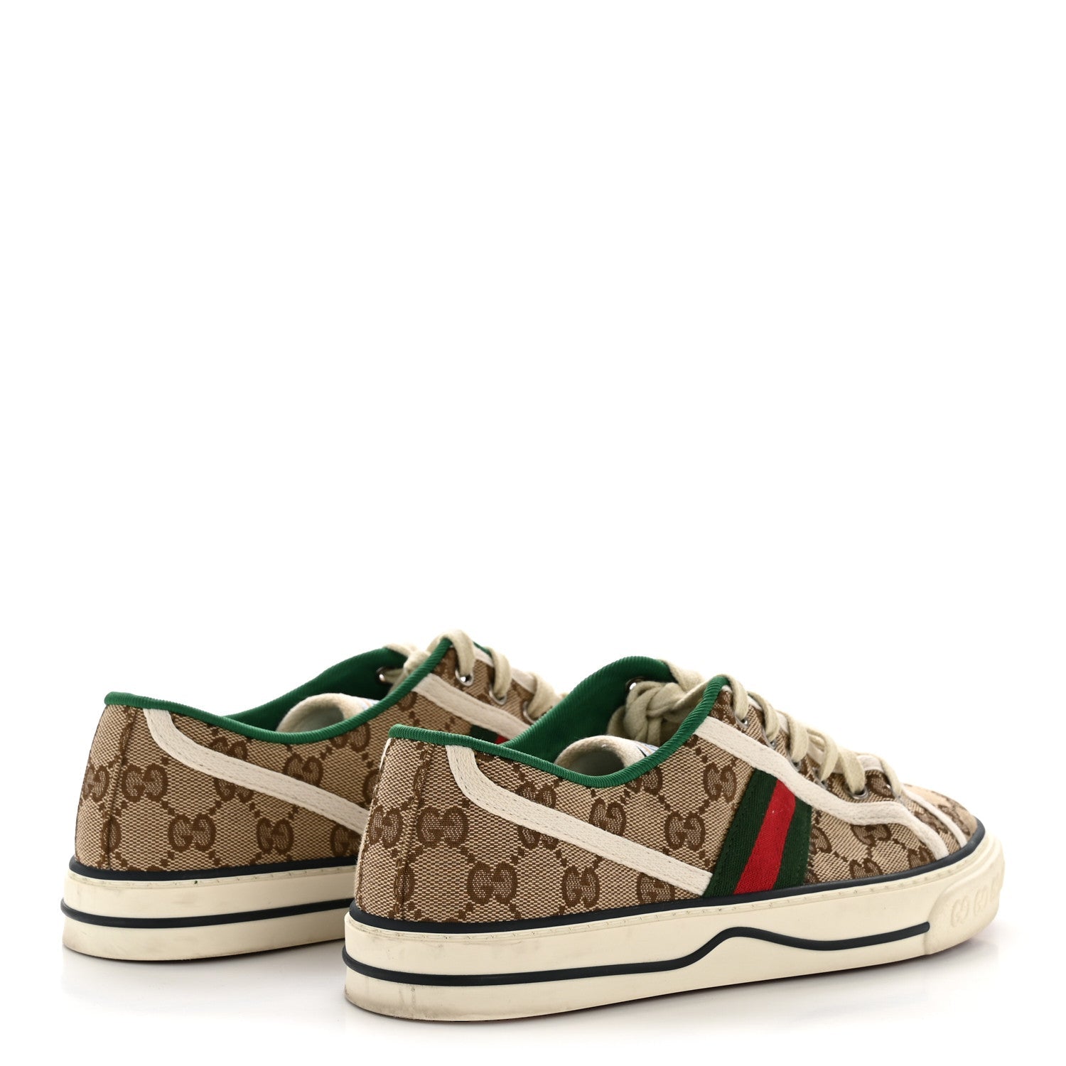 GG MONOGRAM WEB WOMENS 1977 TENNIS SNEAKERS BEIGE EBONY MYSTIC WHITE