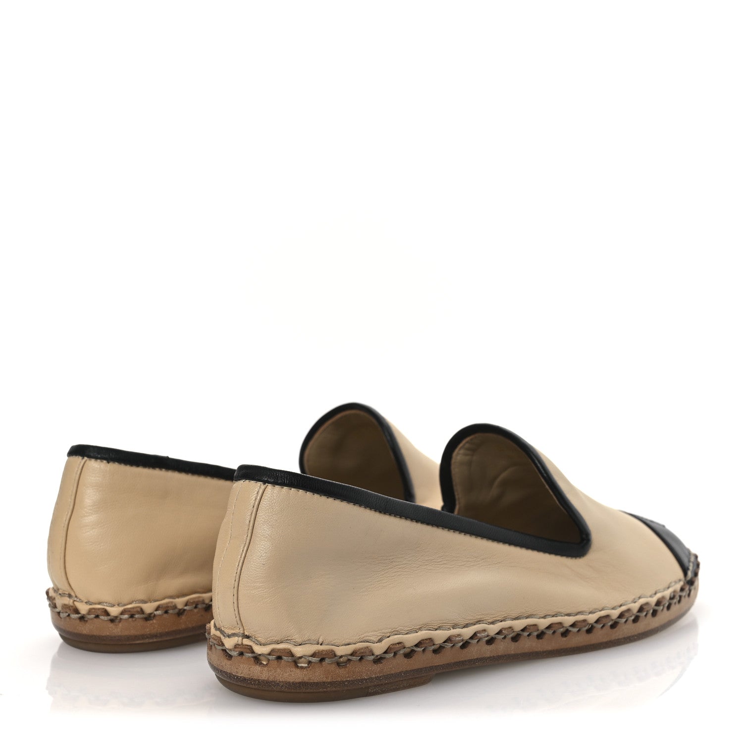 LAMBSKIN CHAIN CC MOCASSIN LOAFER ESPADRILLES BEIGE BLACK