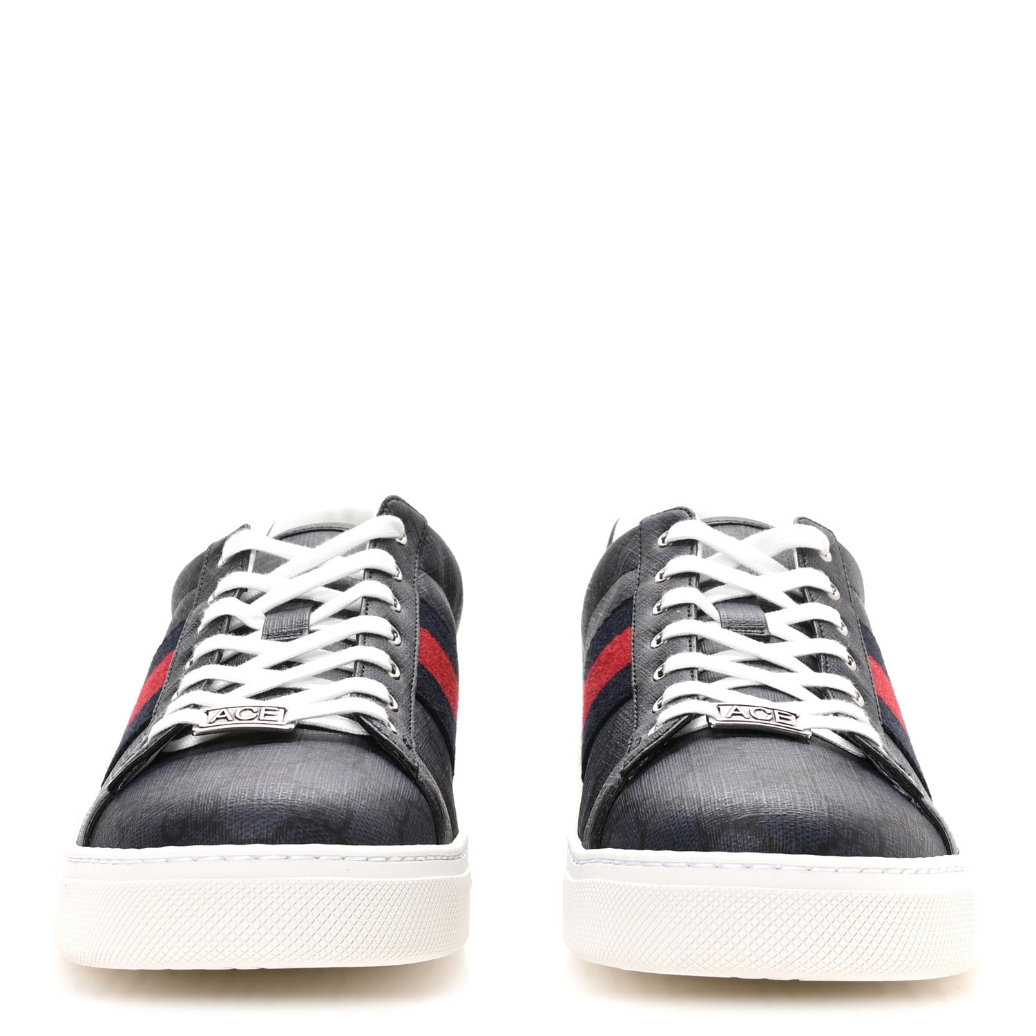 GG SUPREME MONOGRAM WEB MENS NEW ACE SNEAKERS DARK BLUE