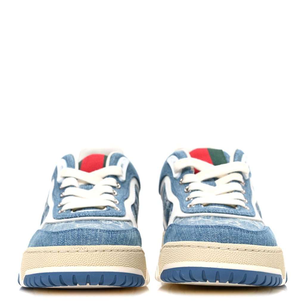 NEW DENIM DELAVE GG MONOGRAM WOMENS RE-WEB SNEAKERS LIGHT BLUE ROYALE