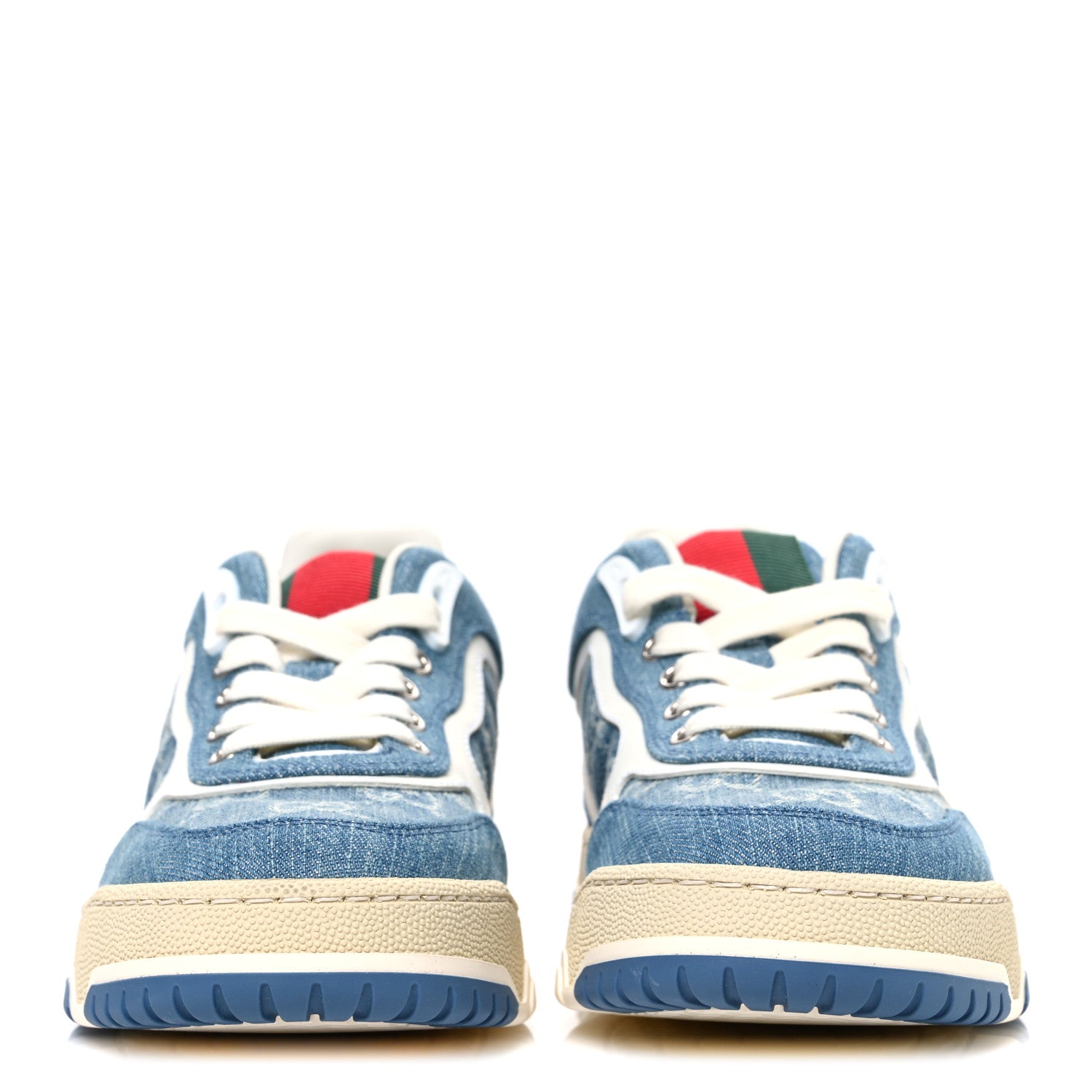 NEW DENIM DELAVE GG MONOGRAM WOMENS RE-WEB SNEAKERS LIGHT BLUE ROYALE