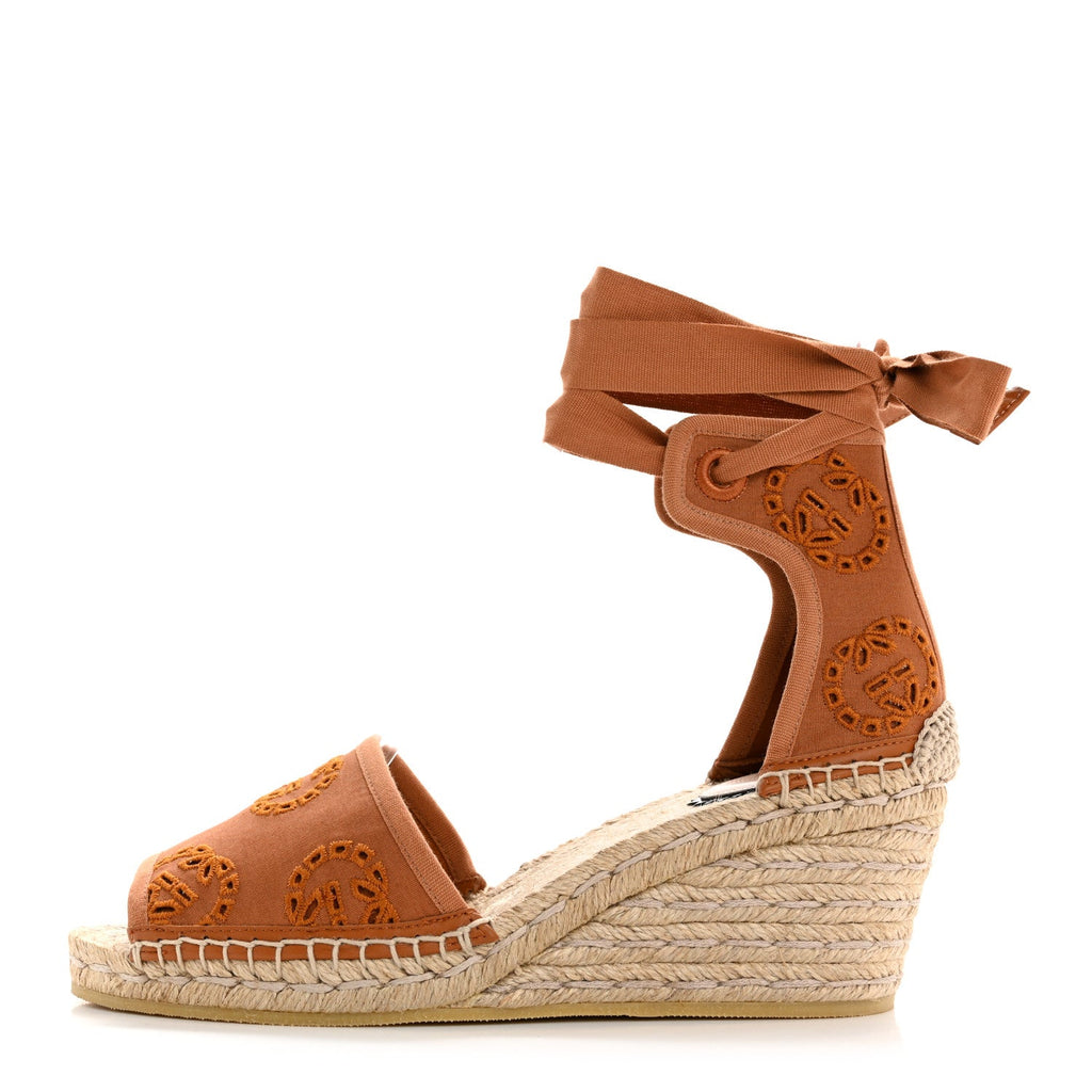 CANVAS DAMITA GG EYELET ESPADRILLE WEDGE SANDALS BLONDIE COGNAC