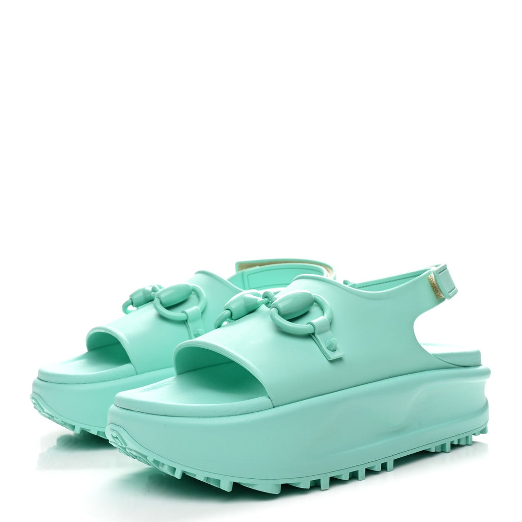 SOFT RUBBER HORSEBIT WOMENS SLINGBACK SANDALS TEAL CYAN