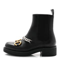 FLORES CALFSKIN HORSEBIT CHAIN ANKLE BOOTS BLACK