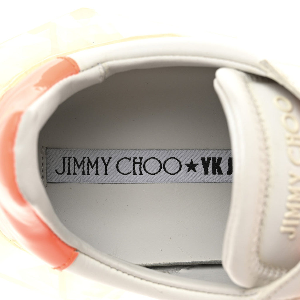 X JK JEONG CALFSKIN PATENT WOMENS DIAMOND LOW TOP SNEAKER WHITE ORANGE