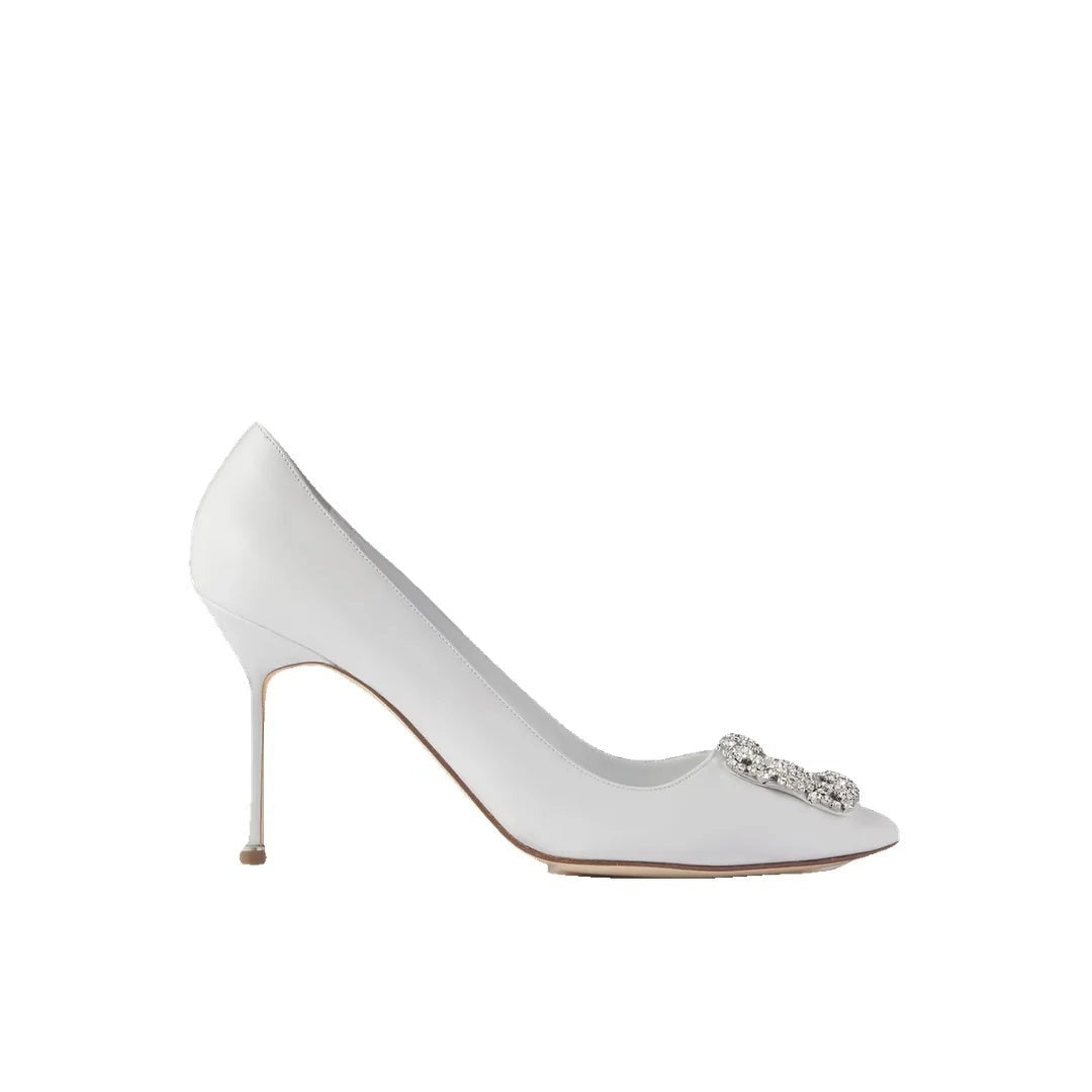 Manolo Blahnik Nadira 90 Jewel Pumps - White