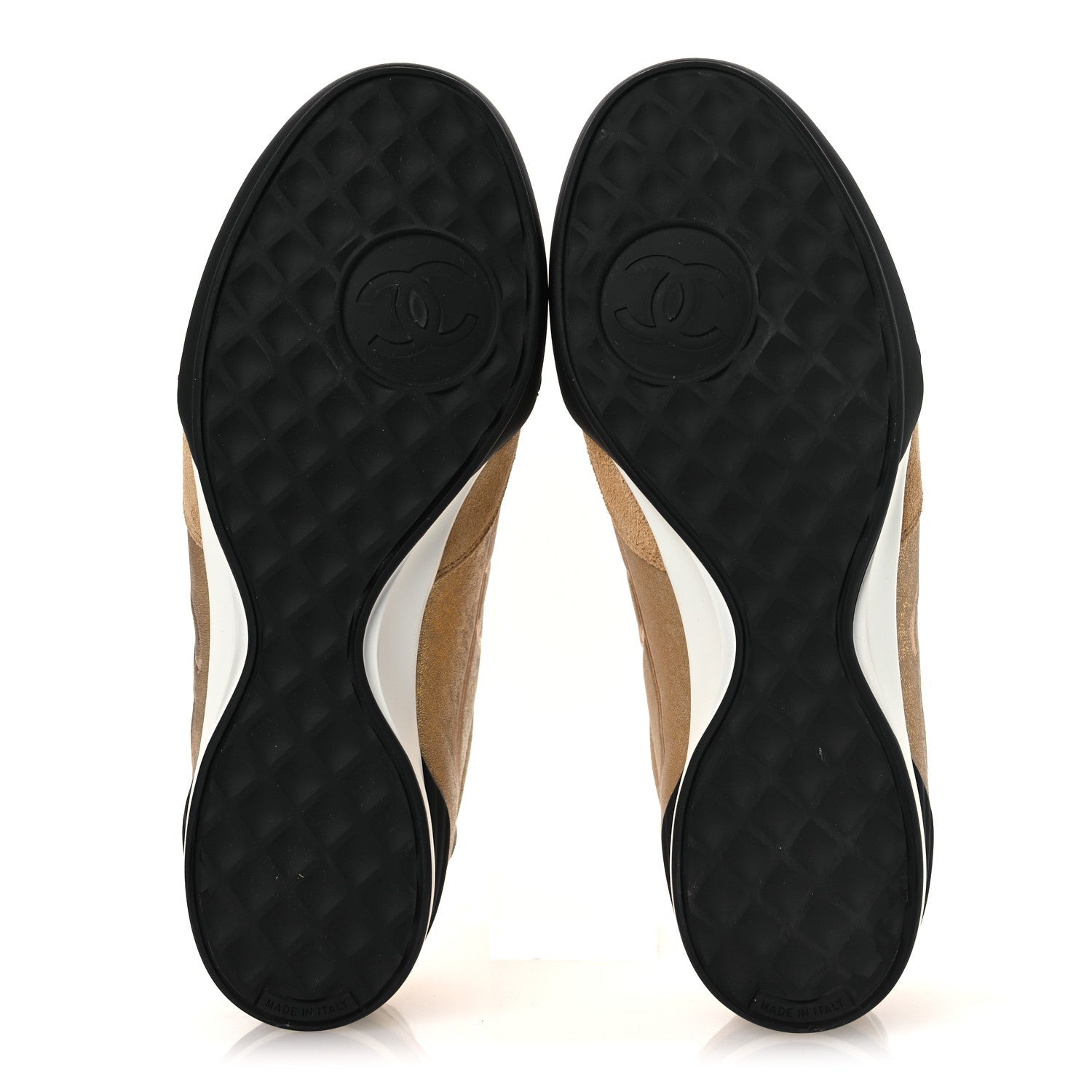 LAMINATED CALFSKIN SUEDE QUILTED WOMENS CC SNEAKERS GOLD