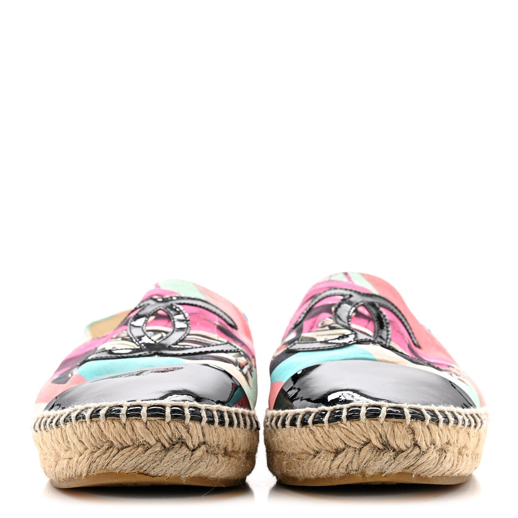FABRIC PATENT CC ESPADRILLES MULTICOLOR BLACK