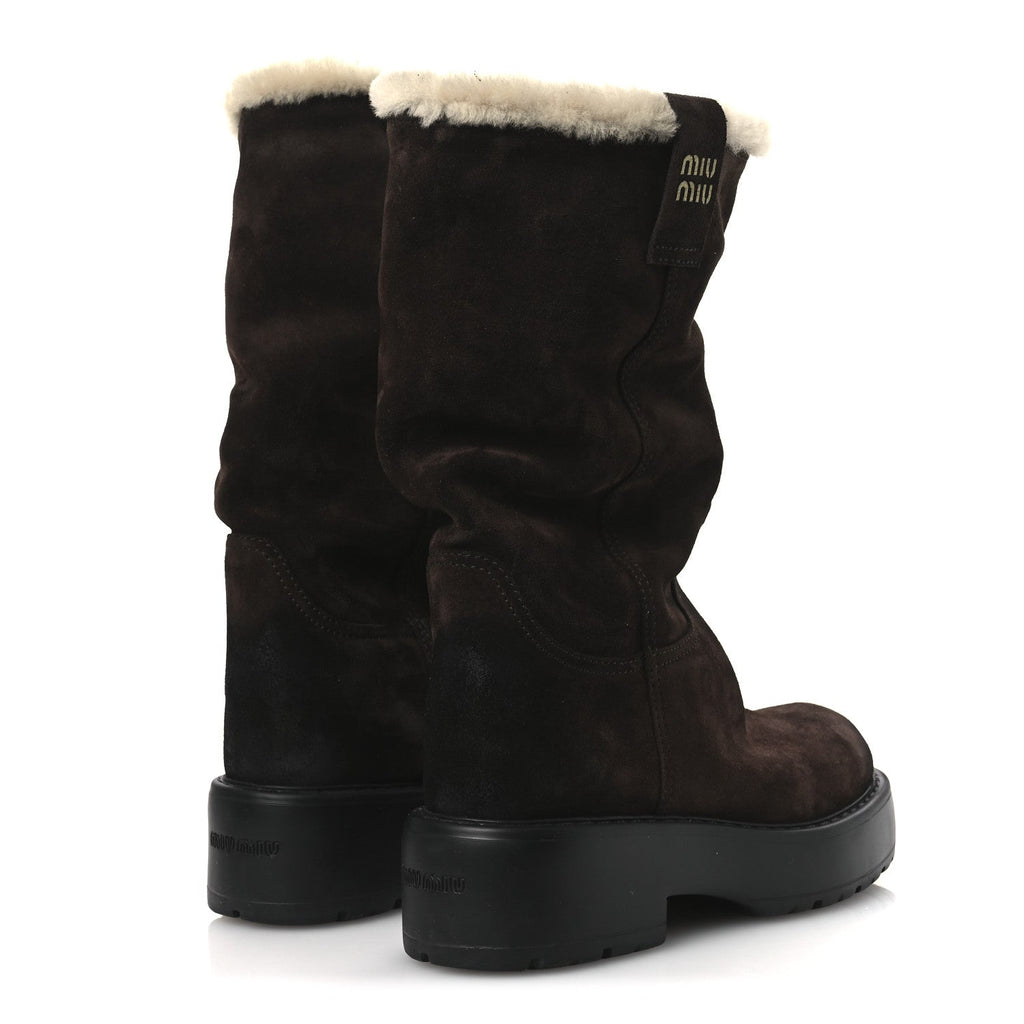 SUEDE SHEARLING VINTAGE EFFECT MID CALF BOOTS MORRO