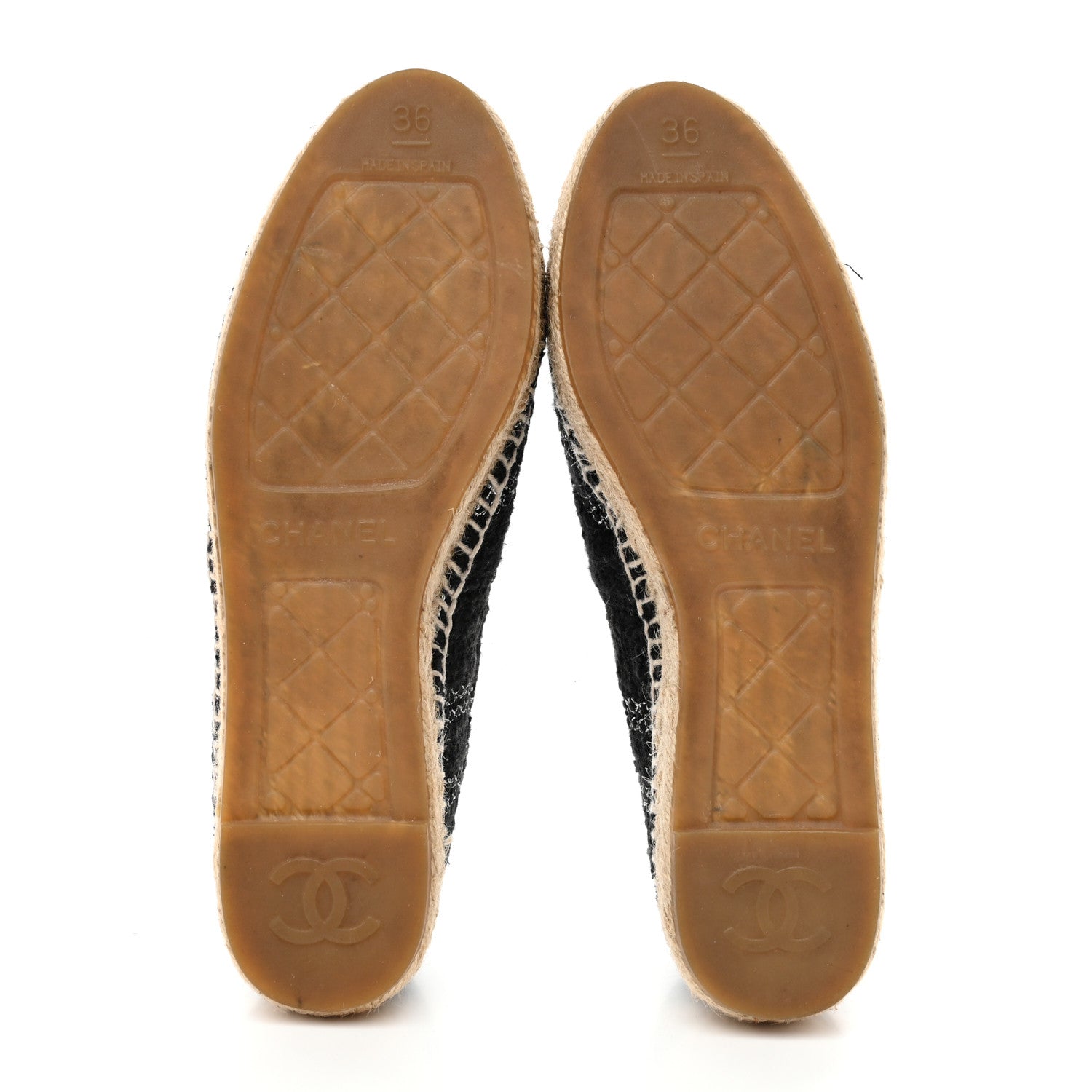 METALLIC TWEED LAMBSKIN CC ESPADRILLES BLACK SILVER