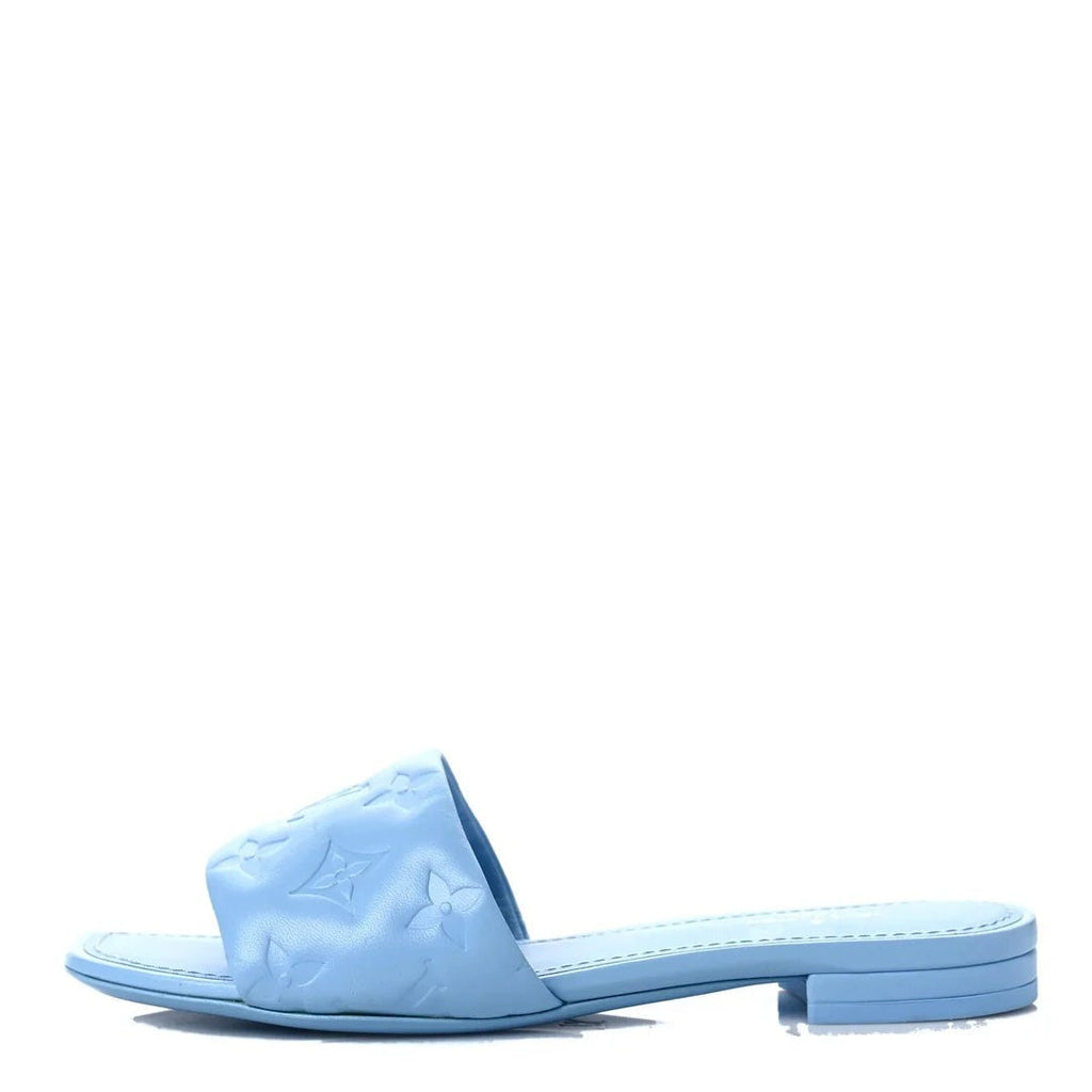 Louis Vuitton Metallic Lambskin Monogram Revival High Heel Mules - Mint/Light Blue