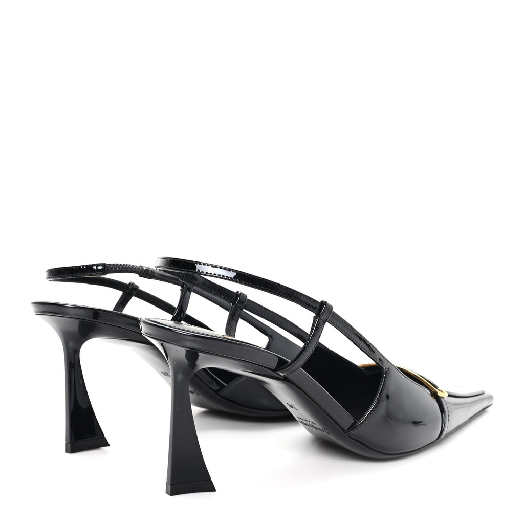 PATENT CALFSKIN JACQUELINE 75 SLINGBACK PUMPS BLACK