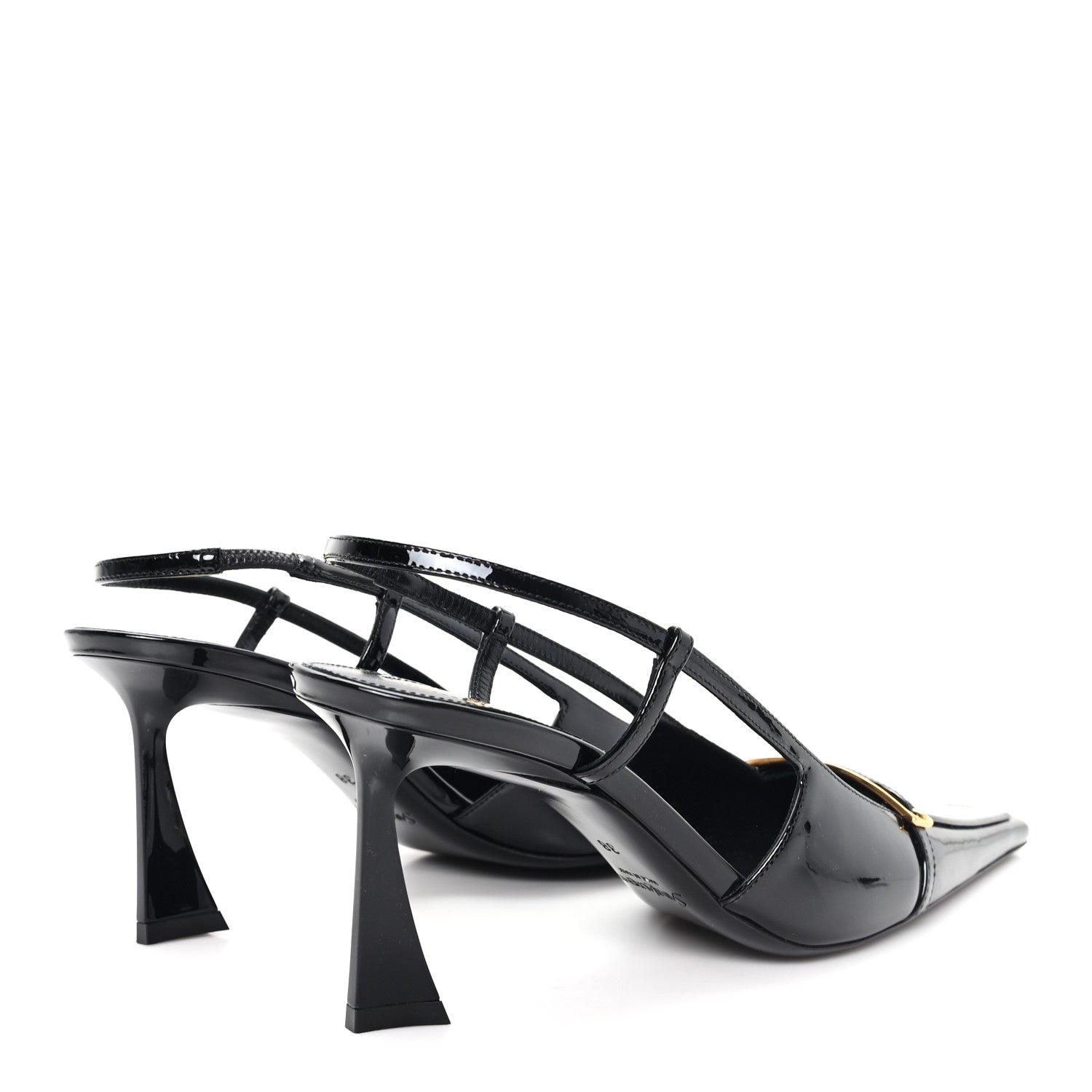 PATENT CALFSKIN JACQUELINE 75 SLINGBACK PUMPS BLACK