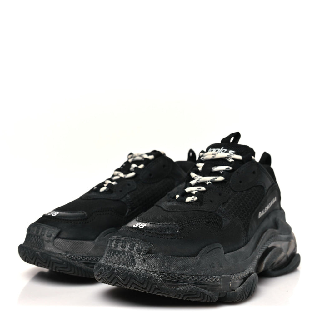 FABRIC MESH CLEAR SOLE WOMENS TRIPLE S SNEAKERS BLACK