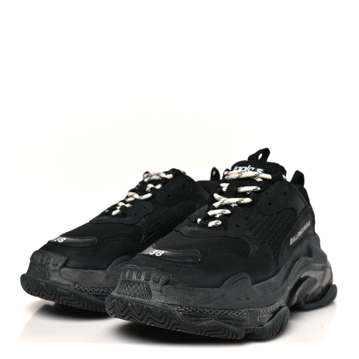 FABRIC MESH CLEAR SOLE WOMENS TRIPLE S SNEAKERS BLACK