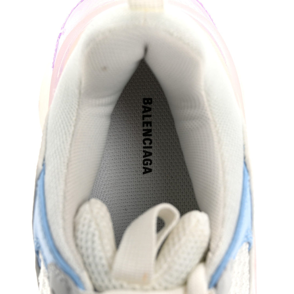 FABRIC MESH CLEAR SOLE WOMENS TRIPLE S SNEAKERS LIGHT BLUE GREY LILAC WHITE
