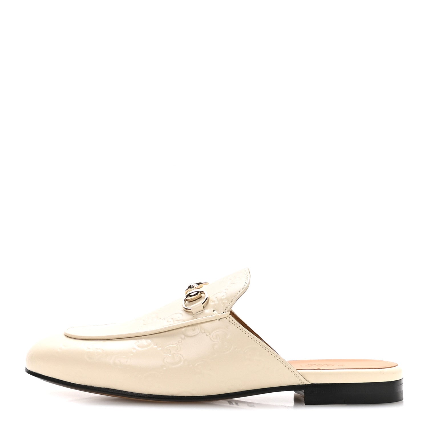 GLAMOUR CALFSKIN GUCCISSIMA WOMENS PRINCETOWN SLIPPERS MYSTIC WHITE