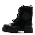 SHEARLING CALFSKIN TERRITORY RANGER COMBAT BOOTS BLACK