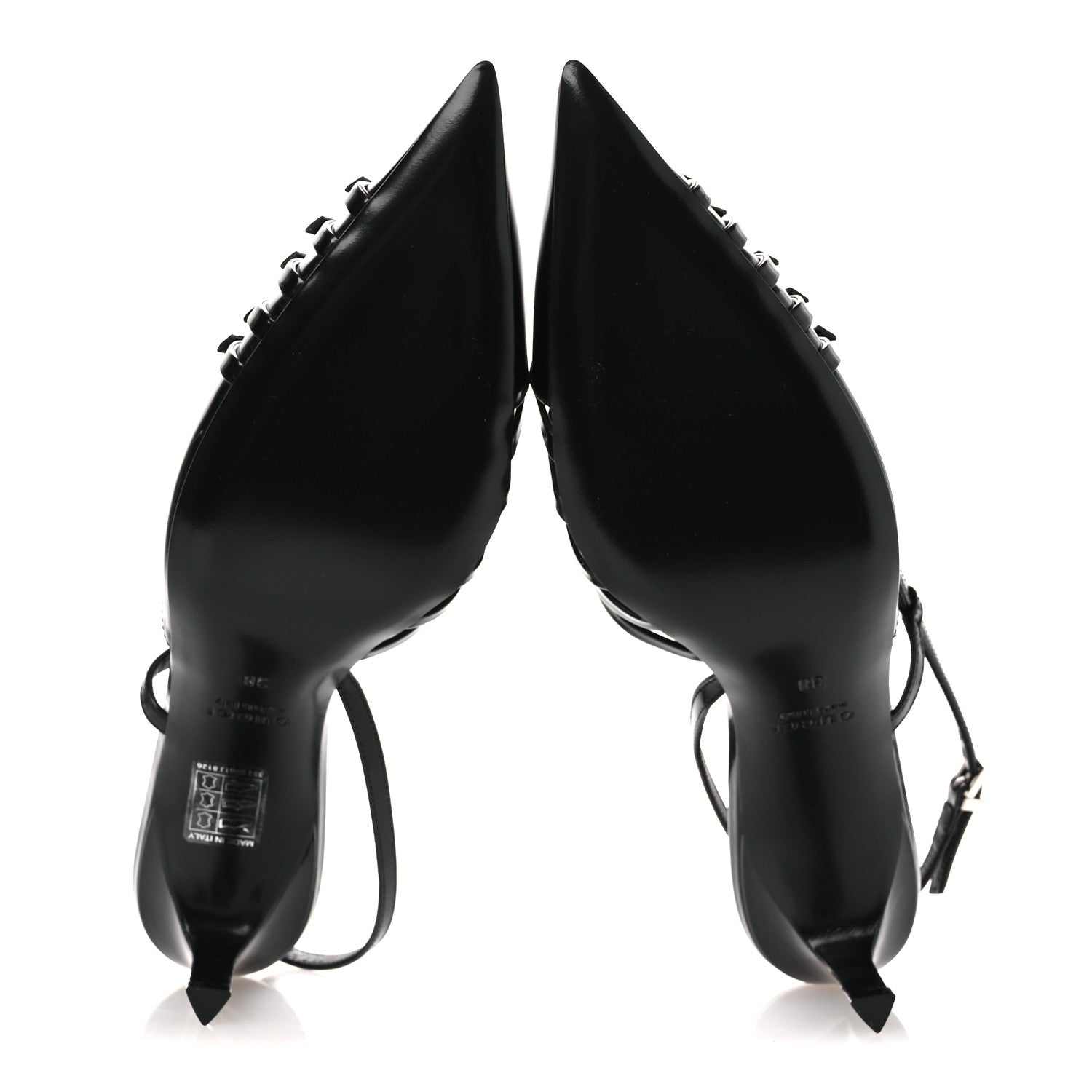 PATENT REGENT CALFSKIN WALMA 65 BUCKLE SLINGBACK PUMPS BLACK