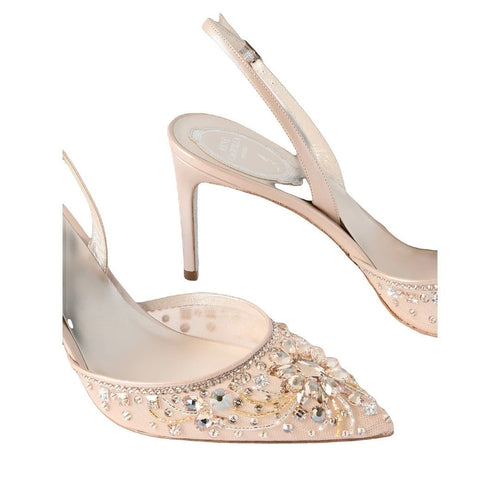 René Caovilla Jinny Crystal-Embellished Slingback Pump - Pink/Nude