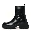CALFSKIN CONNY FLAT COMBAT BOOTS BLACK