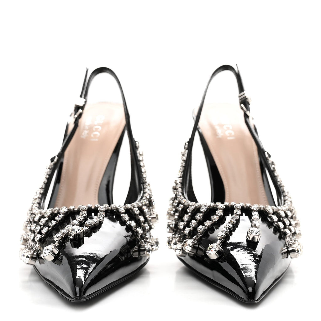 VERNICE CRYSTAL EMBELLISHED GUINEVERE SLINGBACK PUMPS BLACK