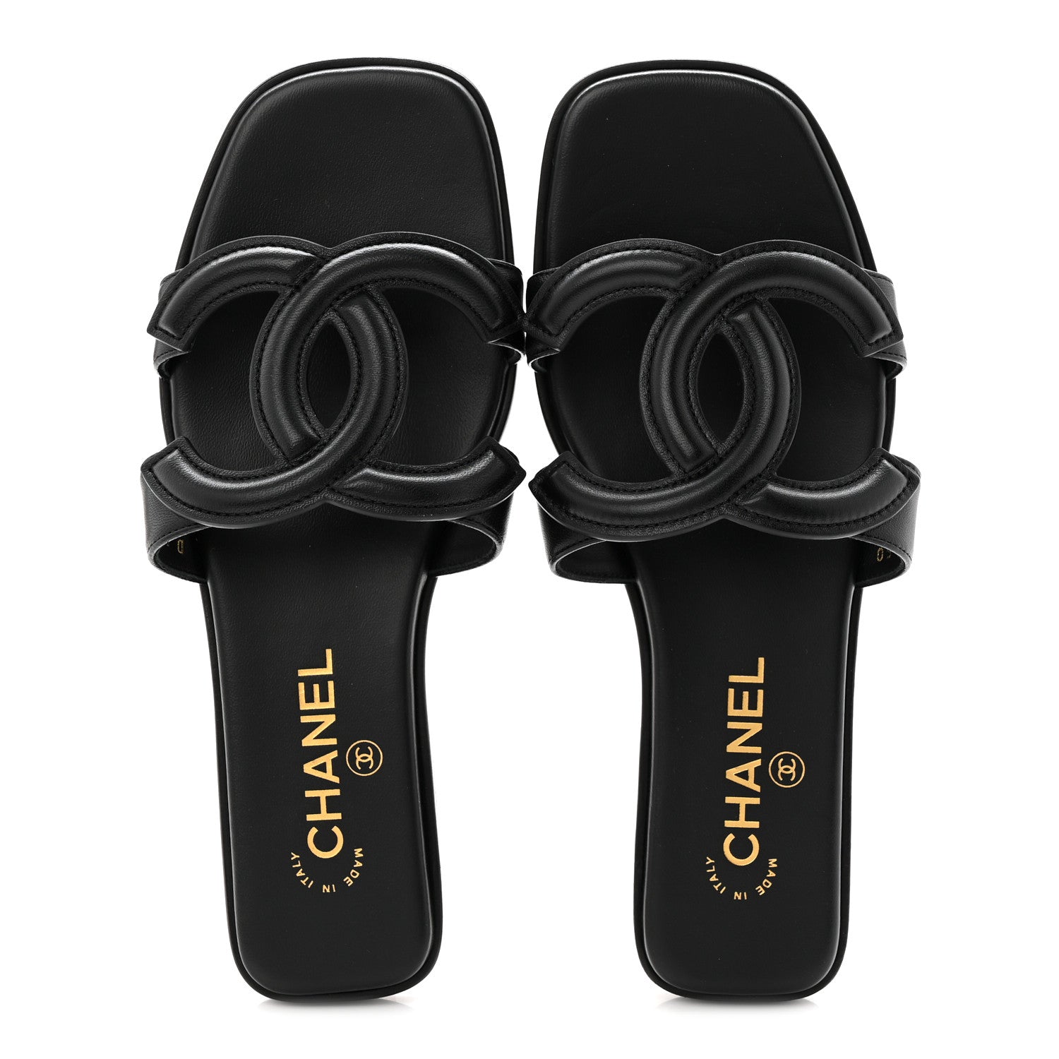 LAMBSKIN CC CUT OUT MULES SANDALS BLACK
