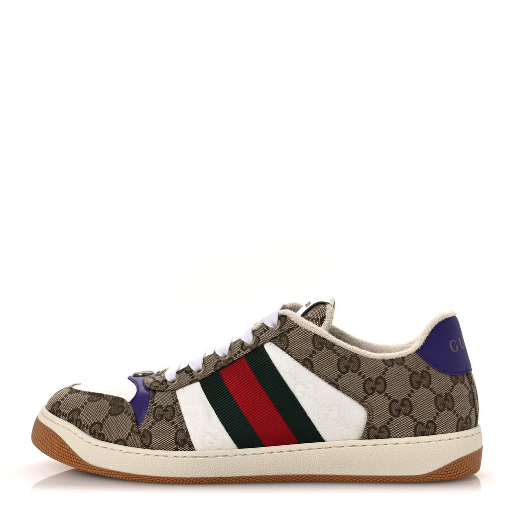 CALFSKIN LAME GG MONOGRAM WEB MENS SCREENER SNEAKERS