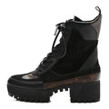 Louis Vuitton Suede Laureate Platform Chelsea Boot - Black with Brown Monogram