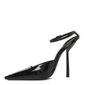 PATENT CALFSKIN CRYSTAL ANOUK PUMPS BLACK