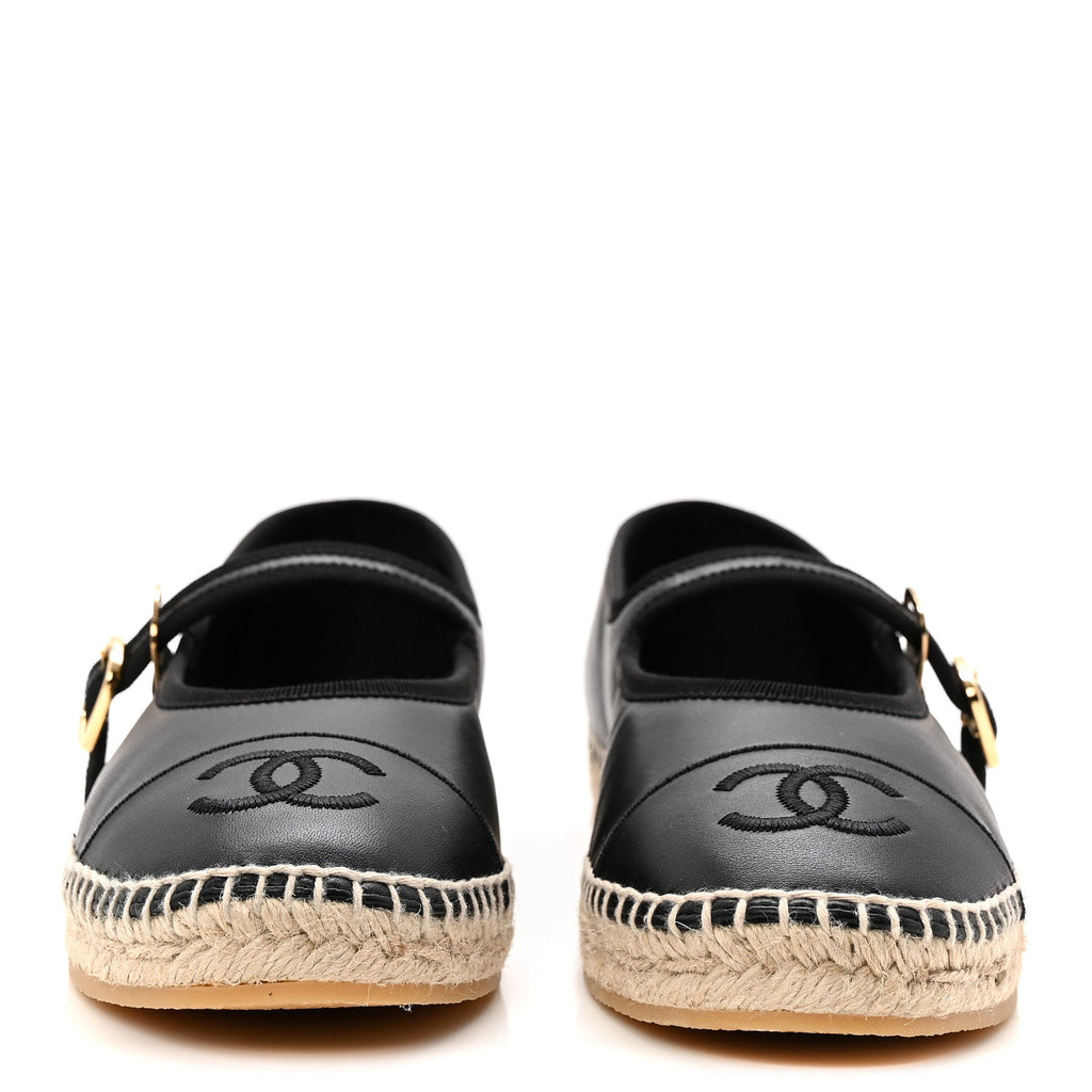 LAMBSKIN JUTE MARY JANE FLATS BLACK