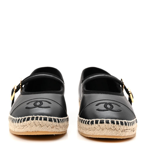 LAMBSKIN JUTE MARY JANE FLATS BLACK