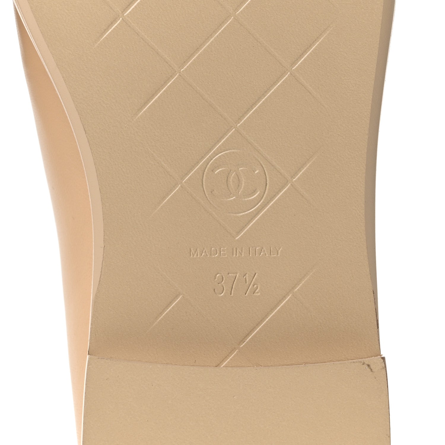 LAMBSKIN QUILTED CC TURNLOCK LOAFERS BEIGE