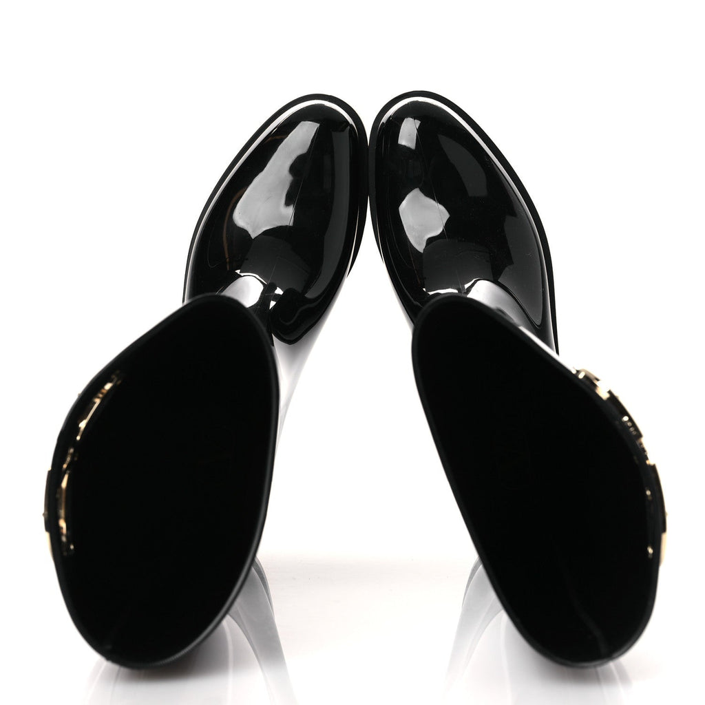 RUBBER VLOGO KNEE HIGH RAIN BOOTS BLACK